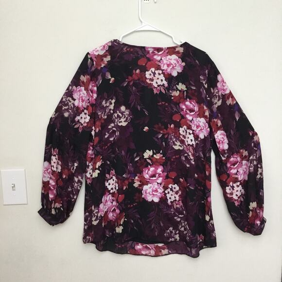 Roz & Ali Flowy Top Tunic Blouse Long Sleeves 100% Poly Sz XL - Picture 2 of 7